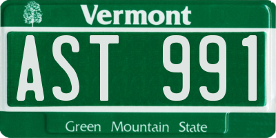 VT license plate AST991