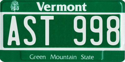 VT license plate AST998