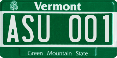 VT license plate ASU001