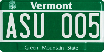 VT license plate ASU005