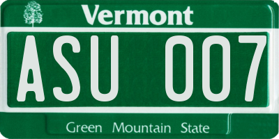 VT license plate ASU007