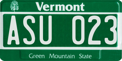 VT license plate ASU023