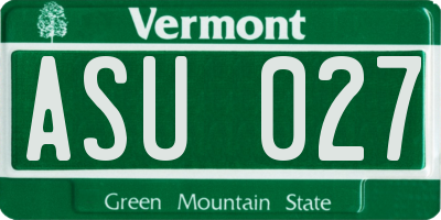 VT license plate ASU027