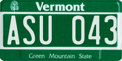 VT license plate ASU043