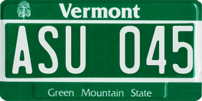 VT license plate ASU045