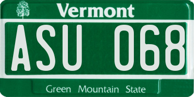 VT license plate ASU068