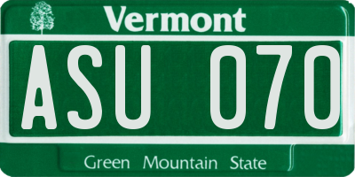 VT license plate ASU070