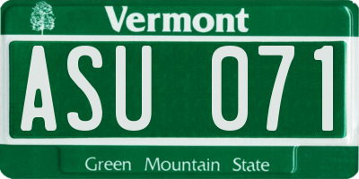 VT license plate ASU071