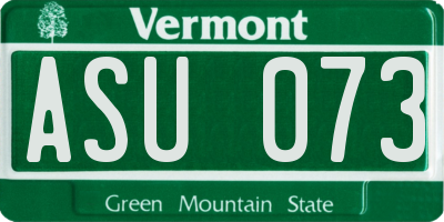 VT license plate ASU073