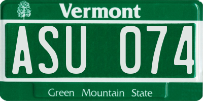 VT license plate ASU074
