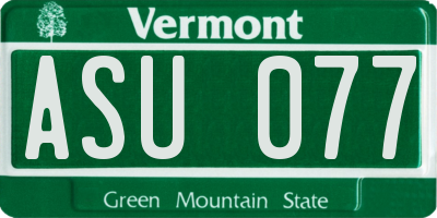 VT license plate ASU077