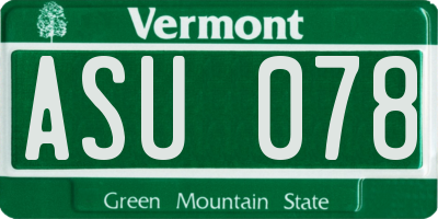 VT license plate ASU078