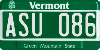 VT license plate ASU086