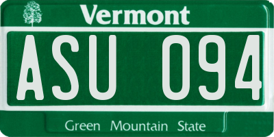 VT license plate ASU094