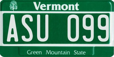 VT license plate ASU099
