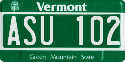 VT license plate ASU102