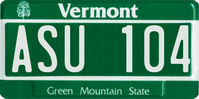 VT license plate ASU104