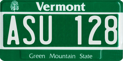 VT license plate ASU128