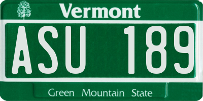 VT license plate ASU189
