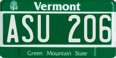 VT license plate ASU206