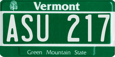 VT license plate ASU217