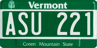 VT license plate ASU221