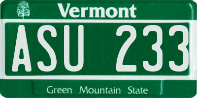 VT license plate ASU233