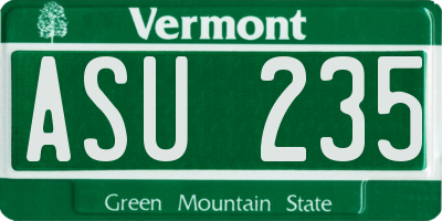 VT license plate ASU235