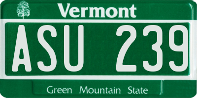VT license plate ASU239