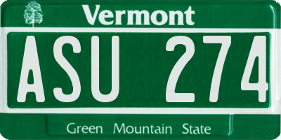 VT license plate ASU274