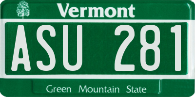 VT license plate ASU281