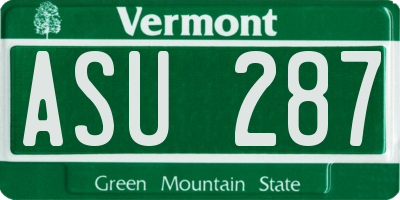 VT license plate ASU287