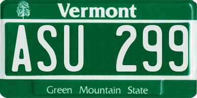 VT license plate ASU299