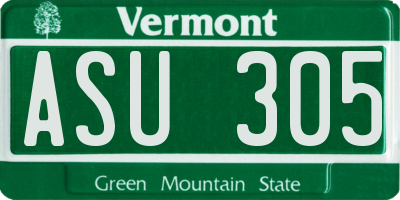 VT license plate ASU305