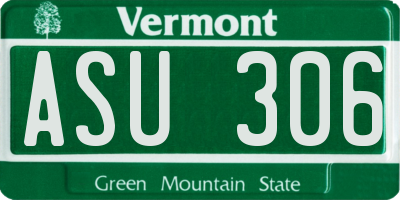 VT license plate ASU306