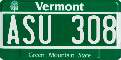 VT license plate ASU308