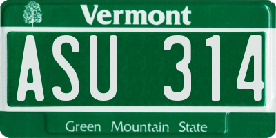 VT license plate ASU314