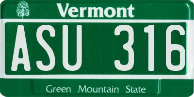 VT license plate ASU316