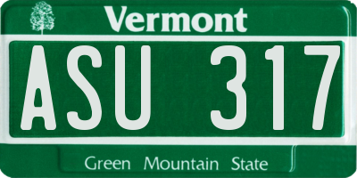 VT license plate ASU317