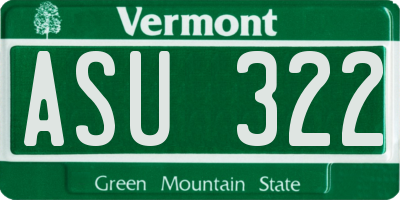VT license plate ASU322