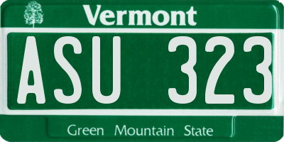 VT license plate ASU323