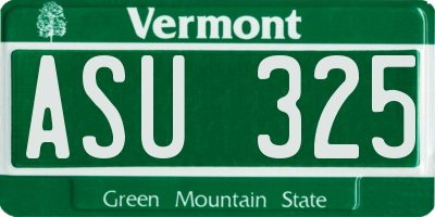 VT license plate ASU325