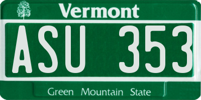 VT license plate ASU353