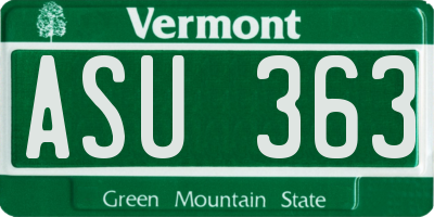 VT license plate ASU363