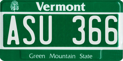 VT license plate ASU366
