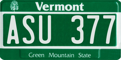 VT license plate ASU377