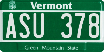VT license plate ASU378