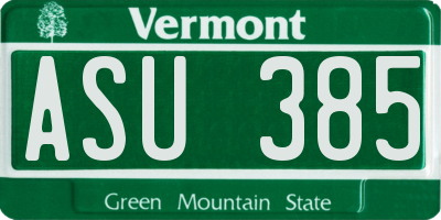 VT license plate ASU385