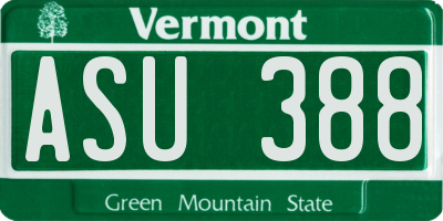 VT license plate ASU388