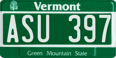 VT license plate ASU397